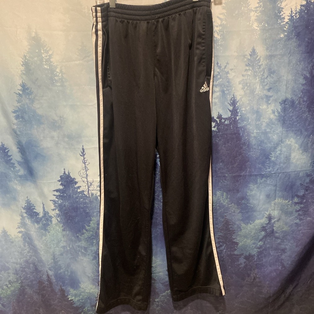 Adidas Black 3 Stripe Athletic Track Pants Mens Medium